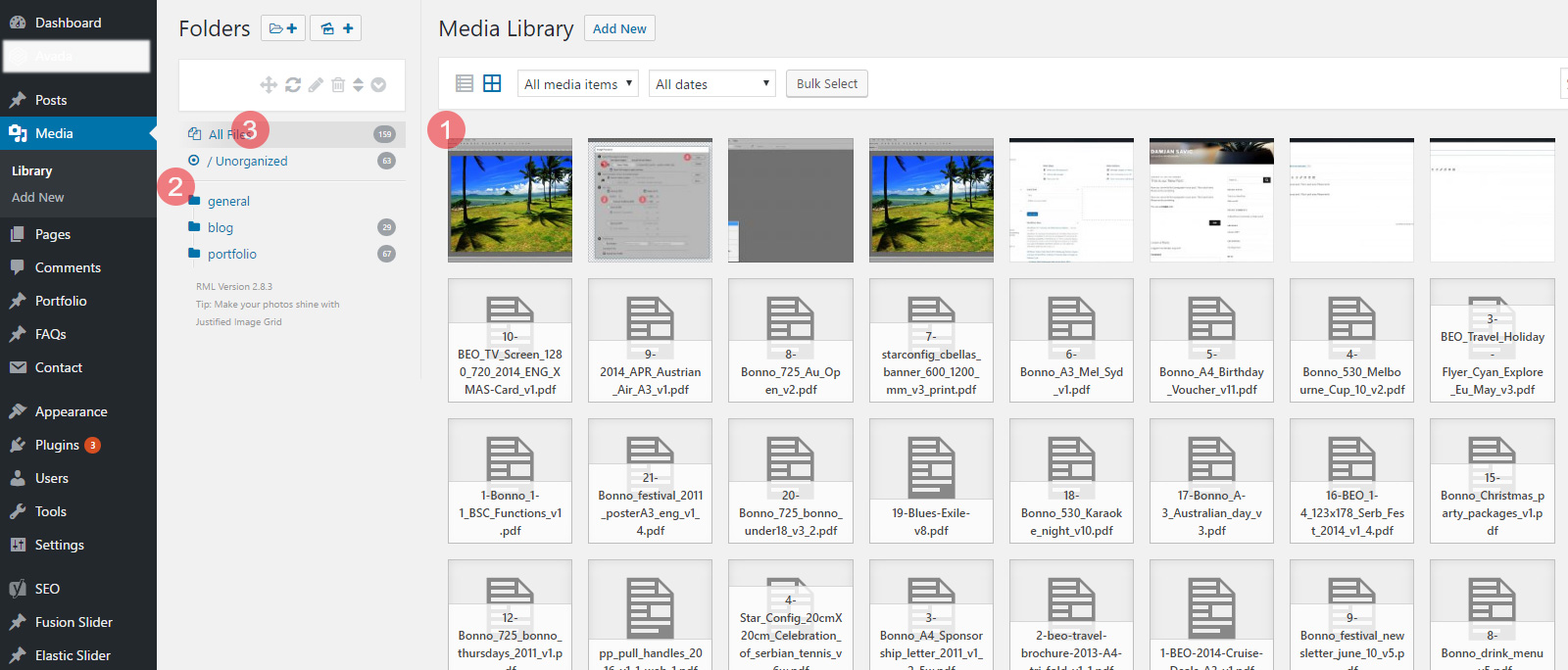 Organise WordPress images and files
